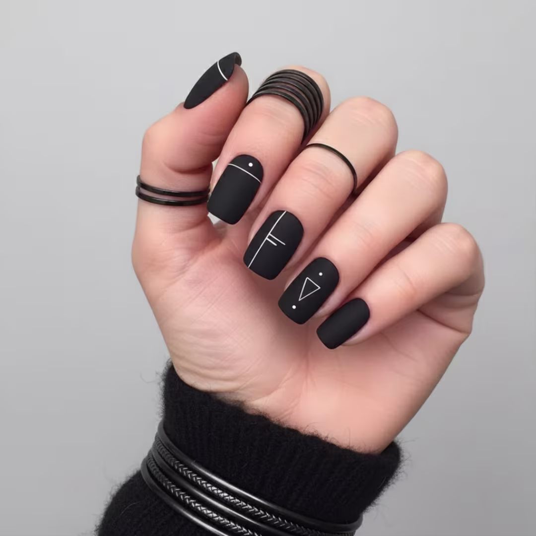 Matt fekete fehér mintával kép 1